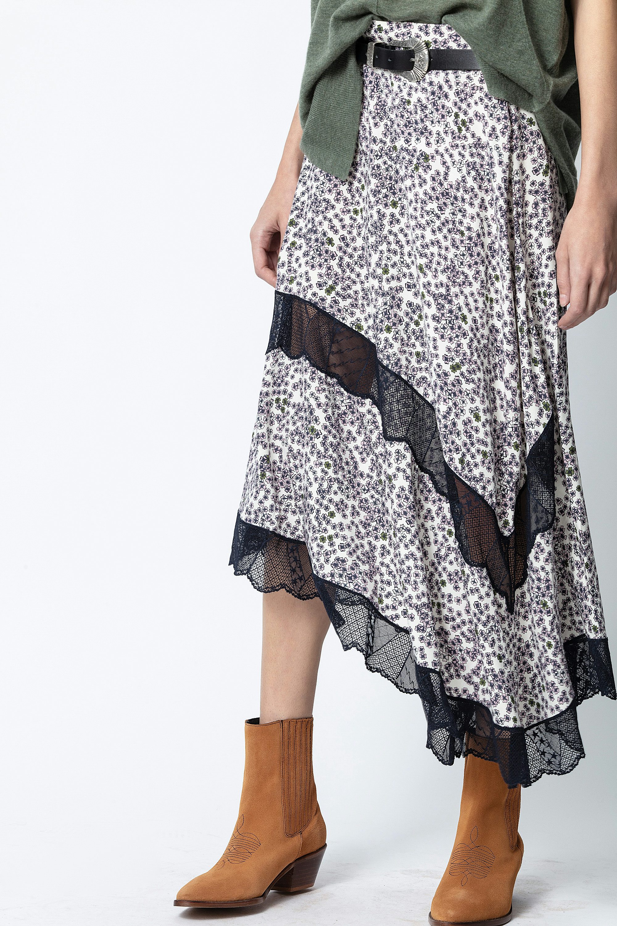 Jupe Julier Print Hortensia - Jupe imprimée femme, asymétrique.